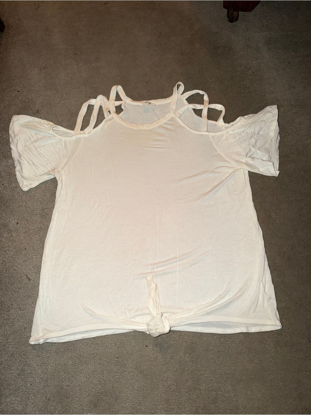 BiBi White Cold-Shoulder Multi-Strap Short Sleeve Top